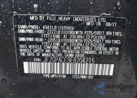 2014 Subaru Xv Crosstrek 2.0I Premium из США, поврежденный, VIN JF2GPACC9E8204215